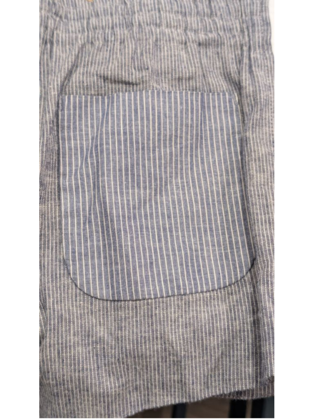 Rag & Bone Blue White Striped Linen Blend Leather Trim Shorts Size 2 - Picture 10 of 11